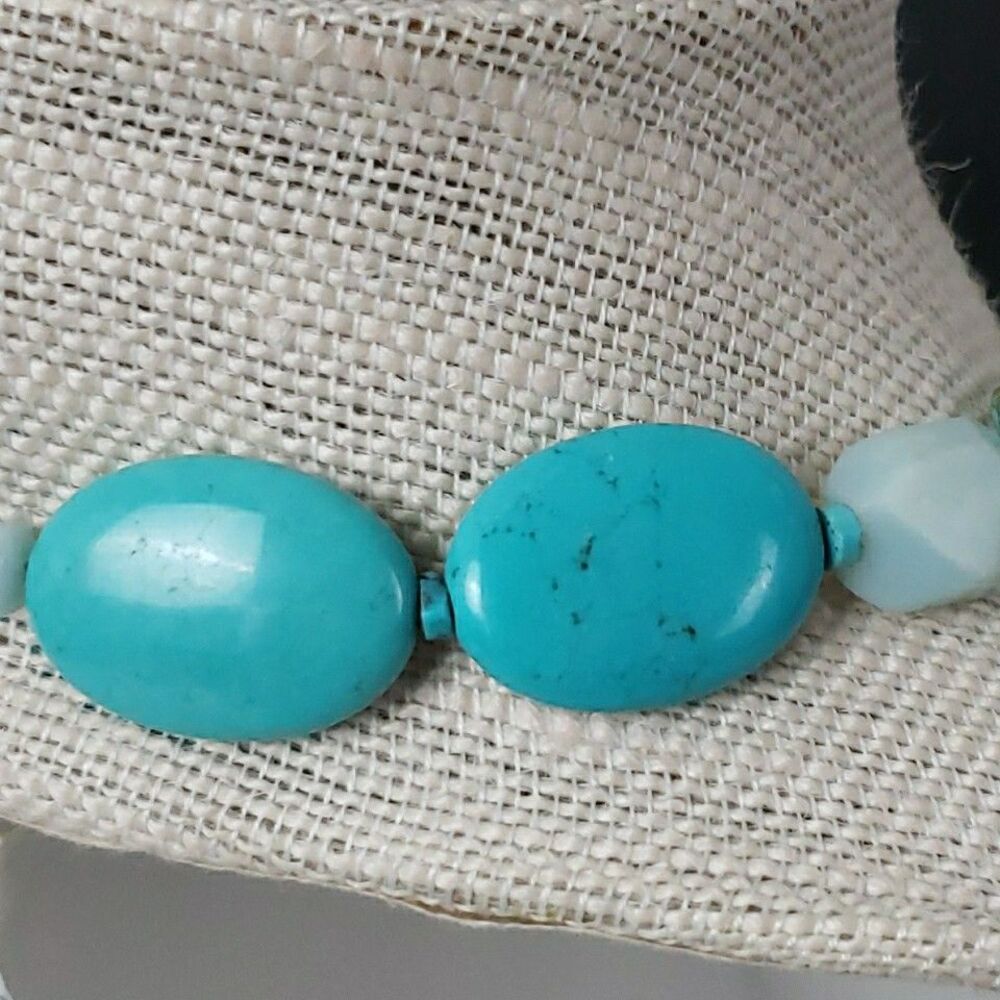 Tica Rosa Turquoise Howlite Amazonite Multi-Stone Necklace 17" Sterling .925 - Picture 6 of 16